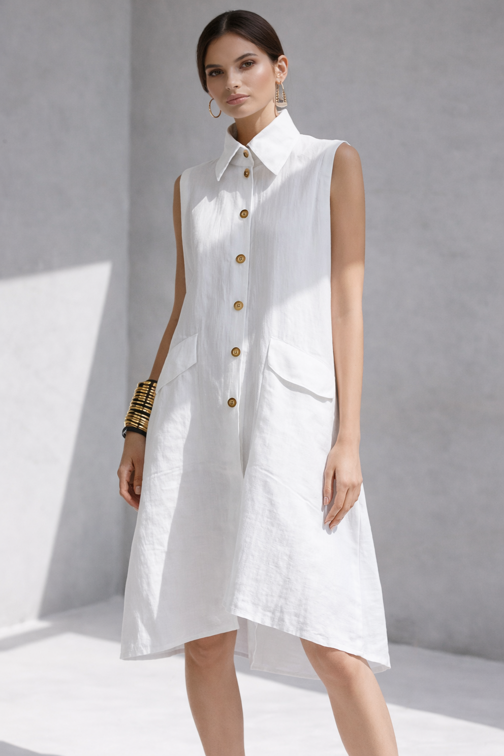 Linen Blend Shirt Dress