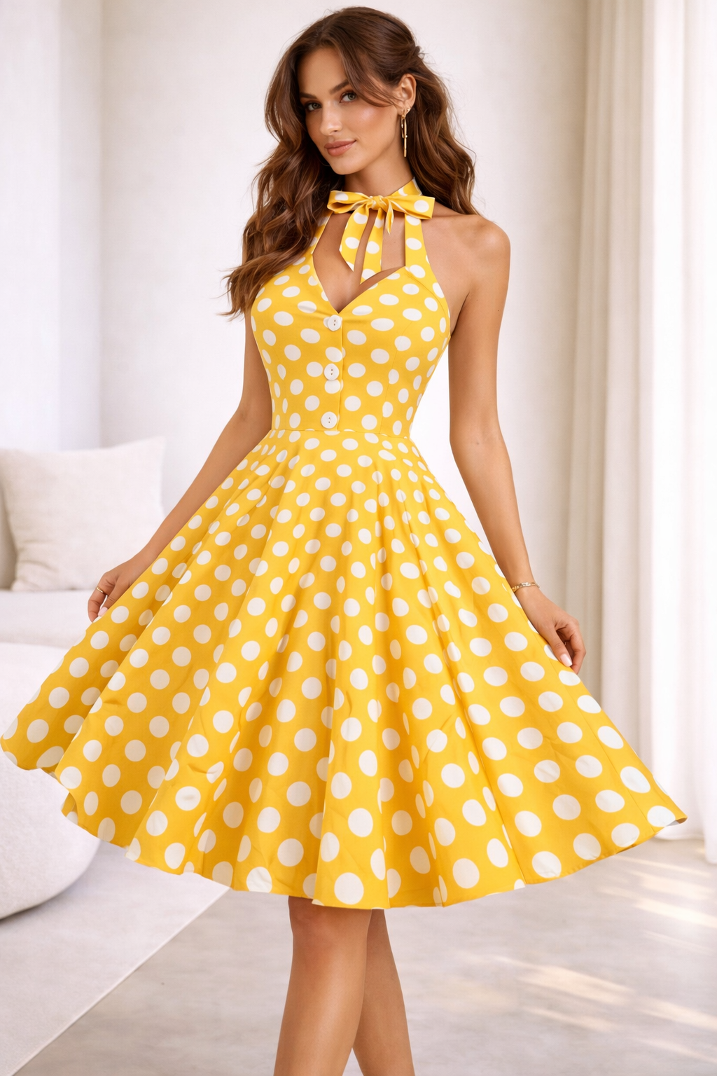 Vintage Polka Dot Halter Dress