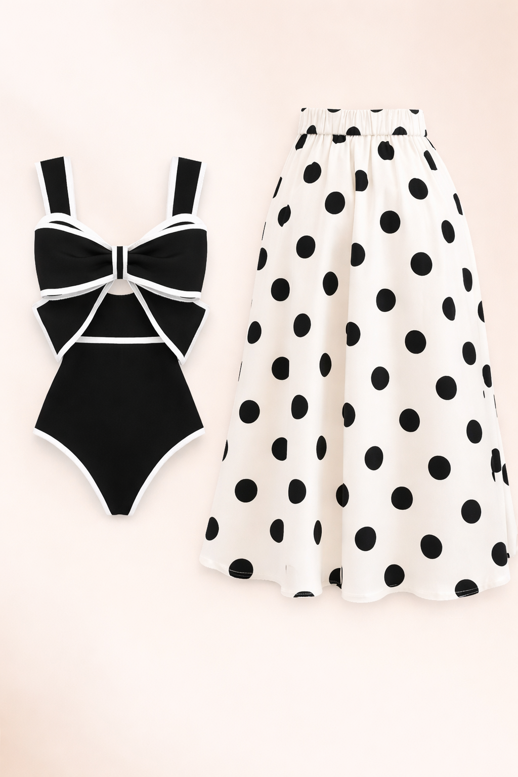 Polka Dot Swim Set – Elegant Beach Outfit