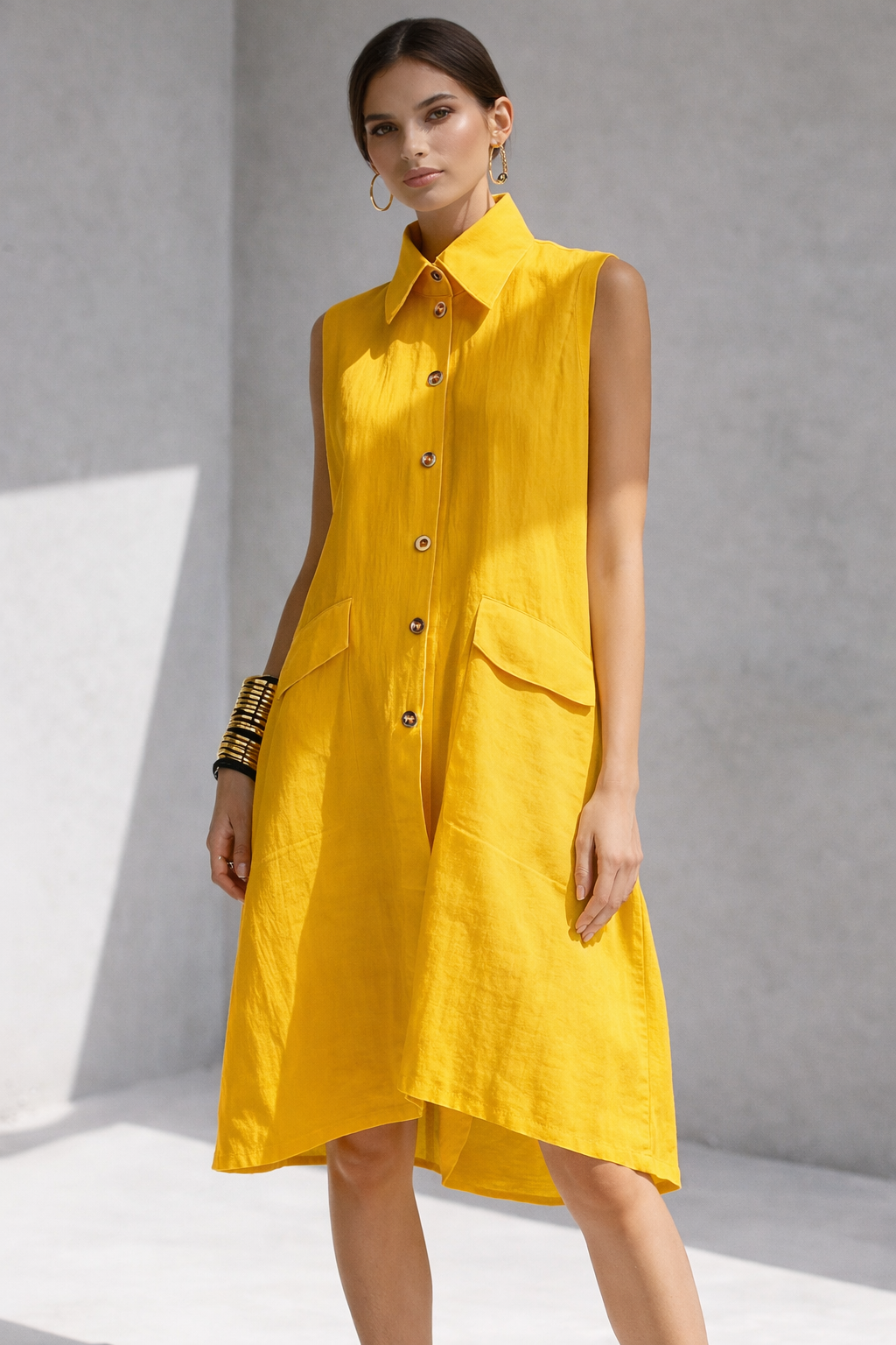 Linen Blend Shirt Dress