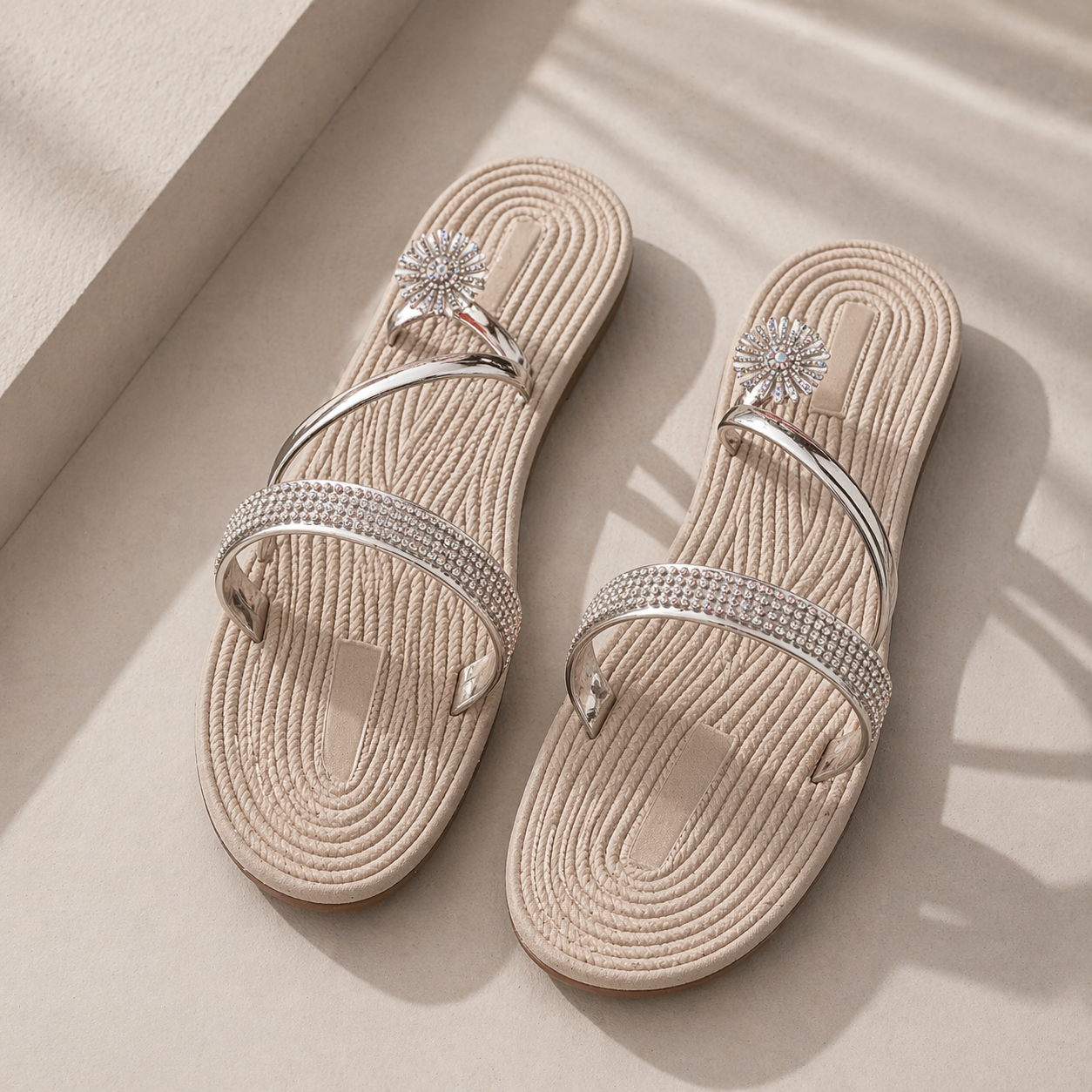 Rhinestone Sandals – Elegant Korean Style