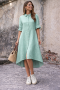Cotton Linen Elegant Shirt Dress