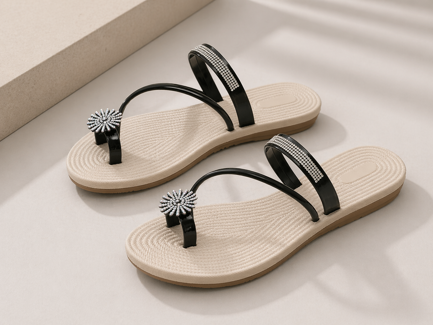 Rhinestone Sandals – Elegant Korean Style