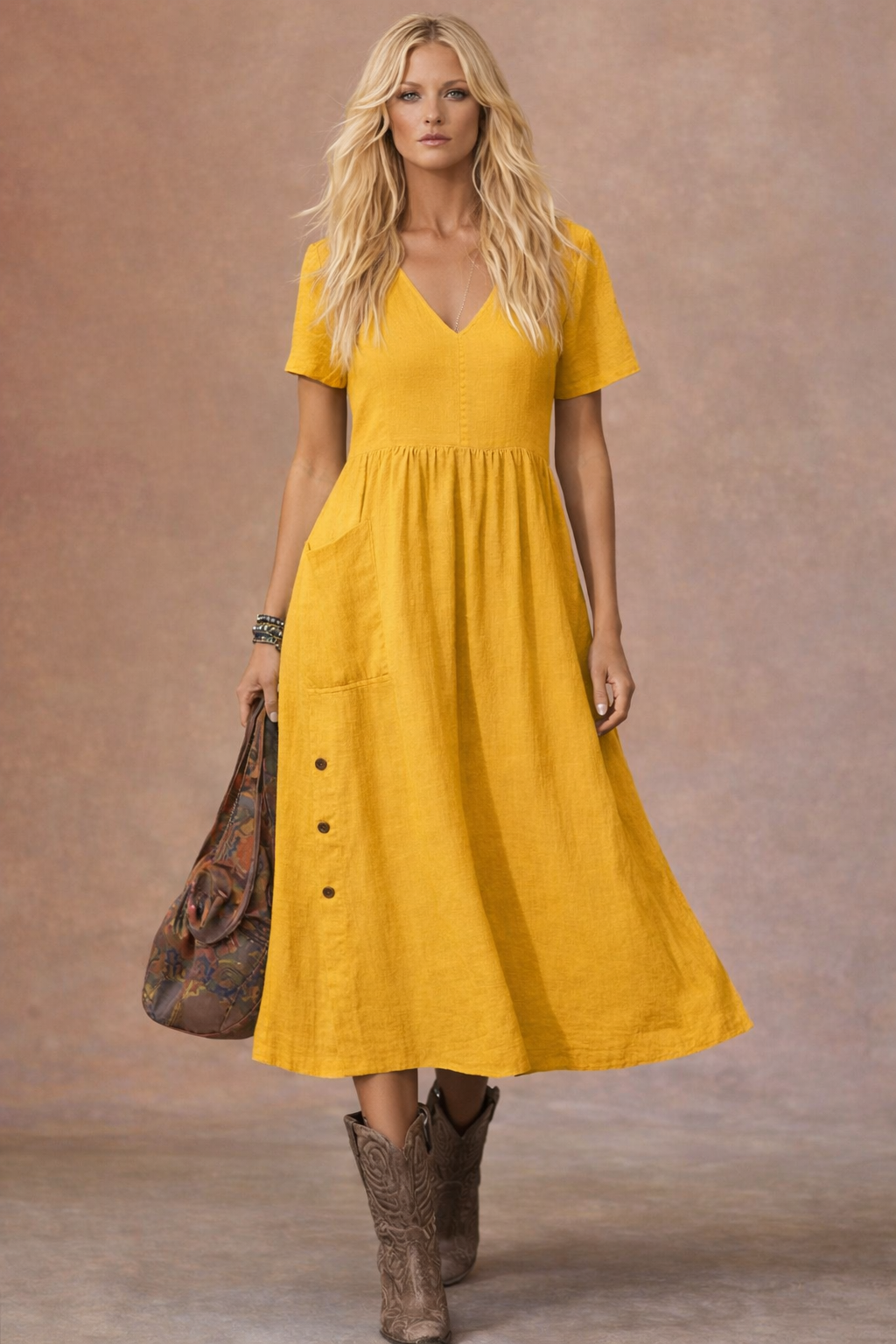 Relaxed V-Neck Dress