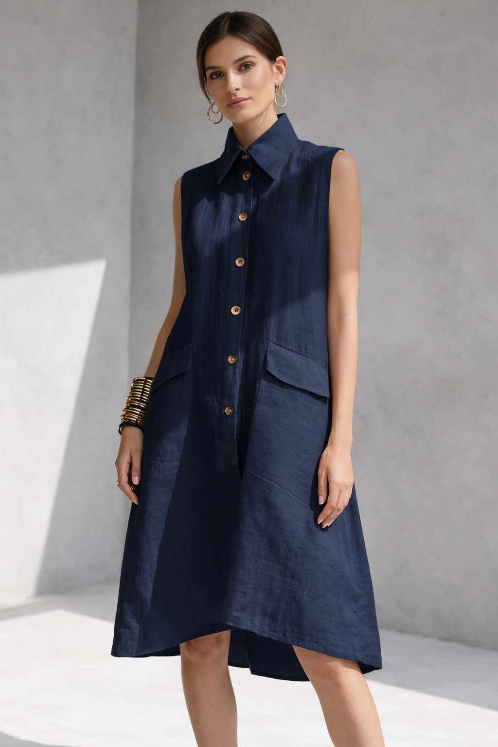 Linen Blend Shirt Dress