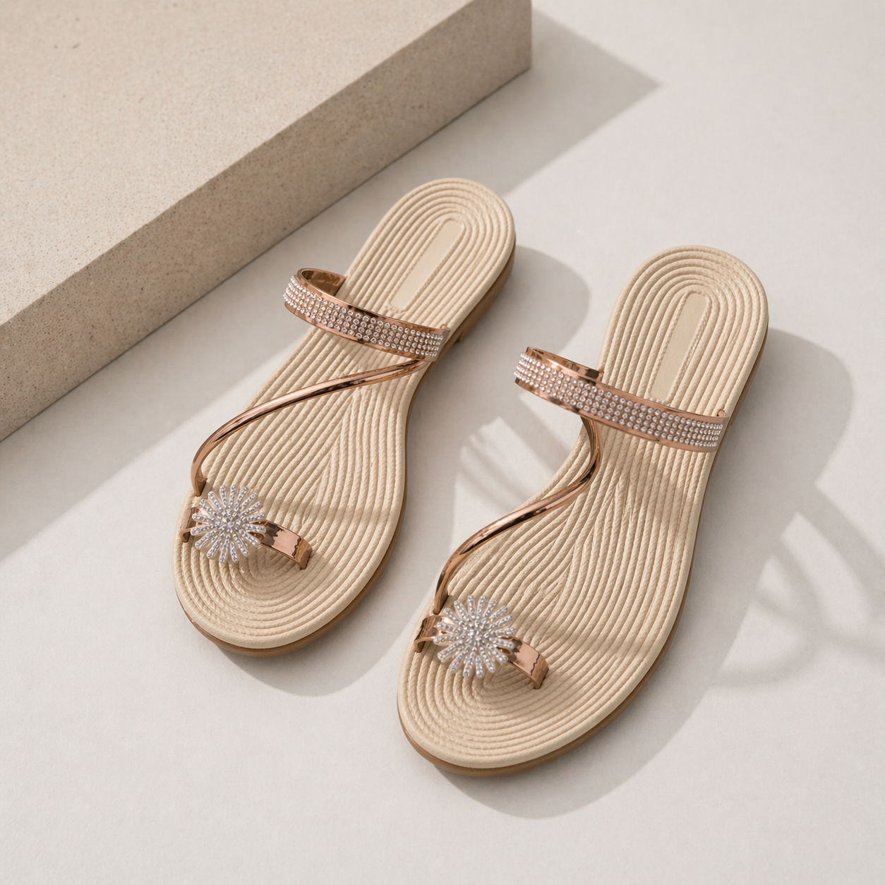 Rhinestone Sandals – Elegant Korean Style