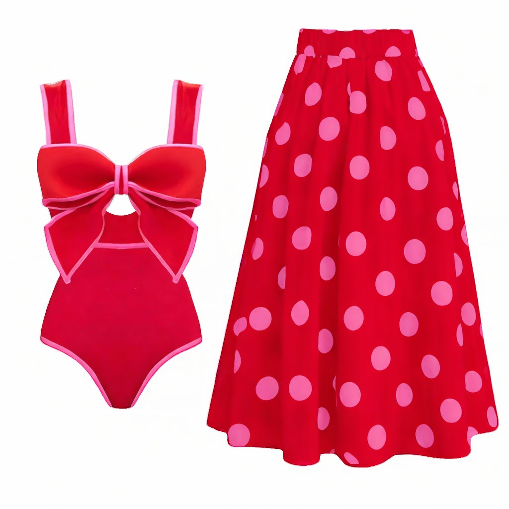 Polka Dot Swim Set – Elegant Beach Outfit