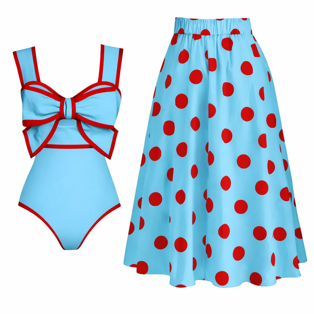 Polka Dot Swim Set – Elegant Beach Outfit