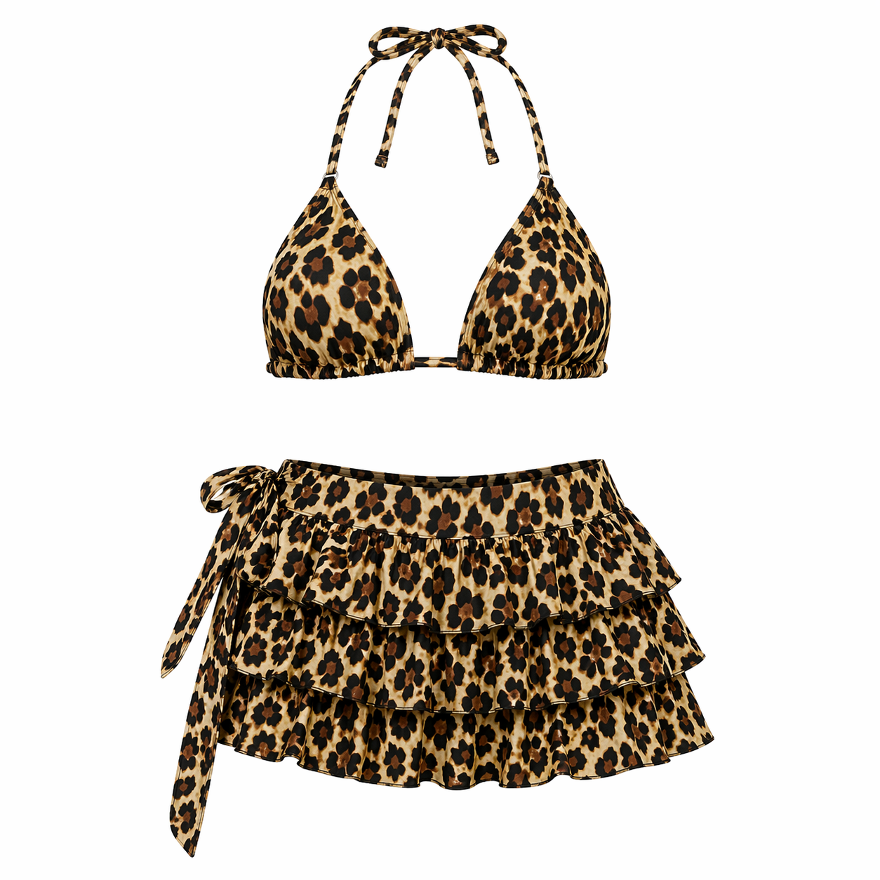 Leopard Print Bikini Set – Sexy Three-Piece Swimwear