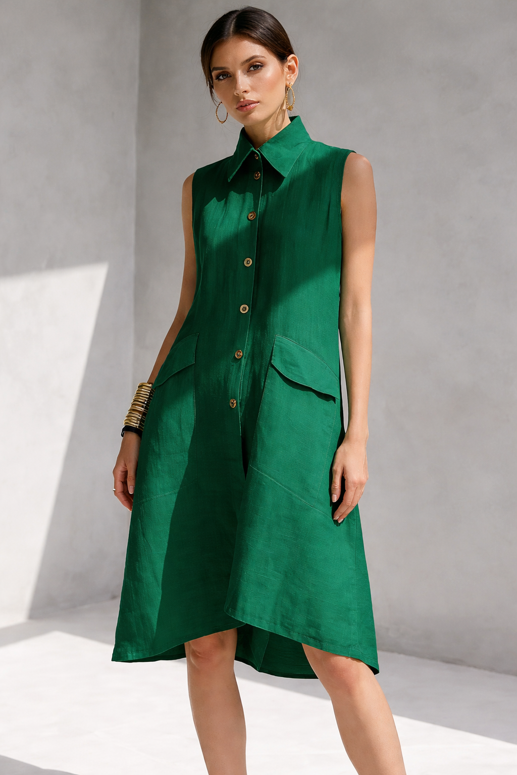 Linen Blend Shirt Dress