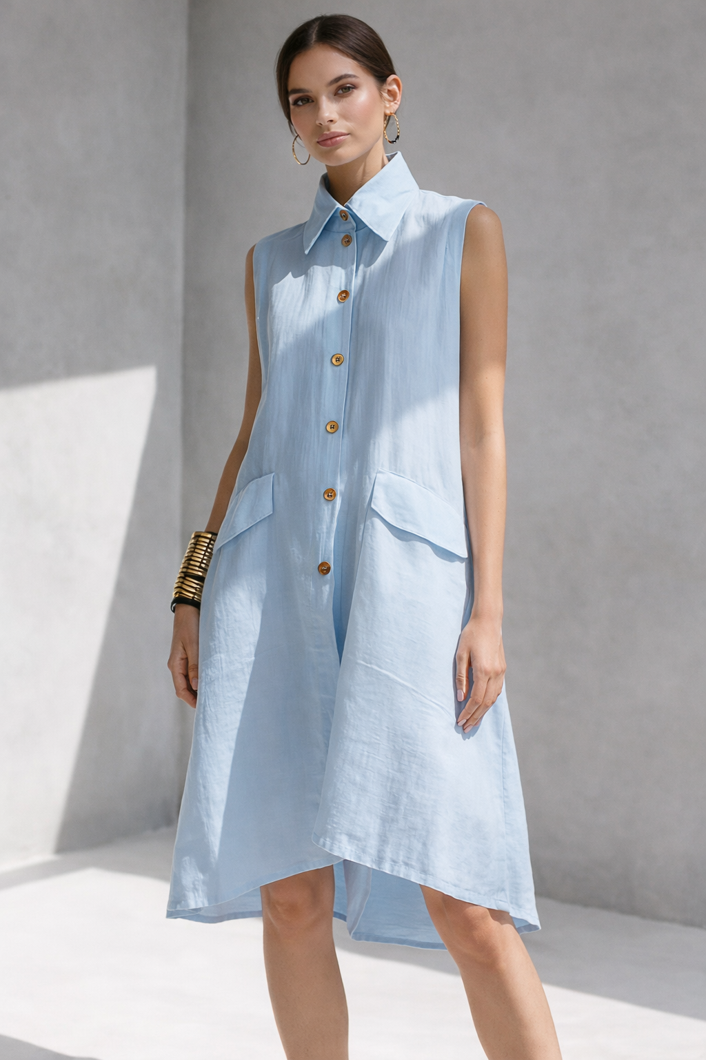 Linen Blend Shirt Dress