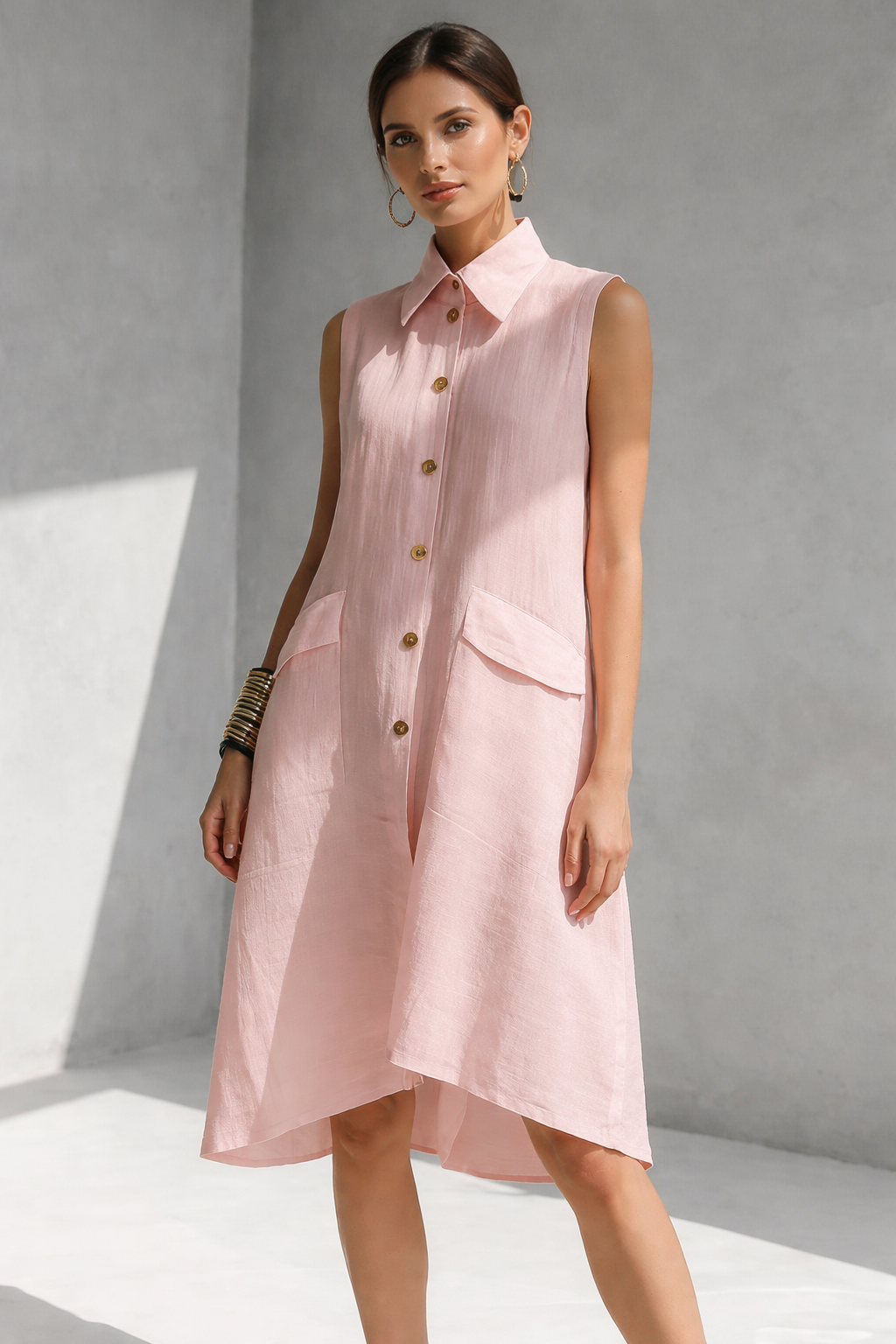 Linen Blend Shirt Dress