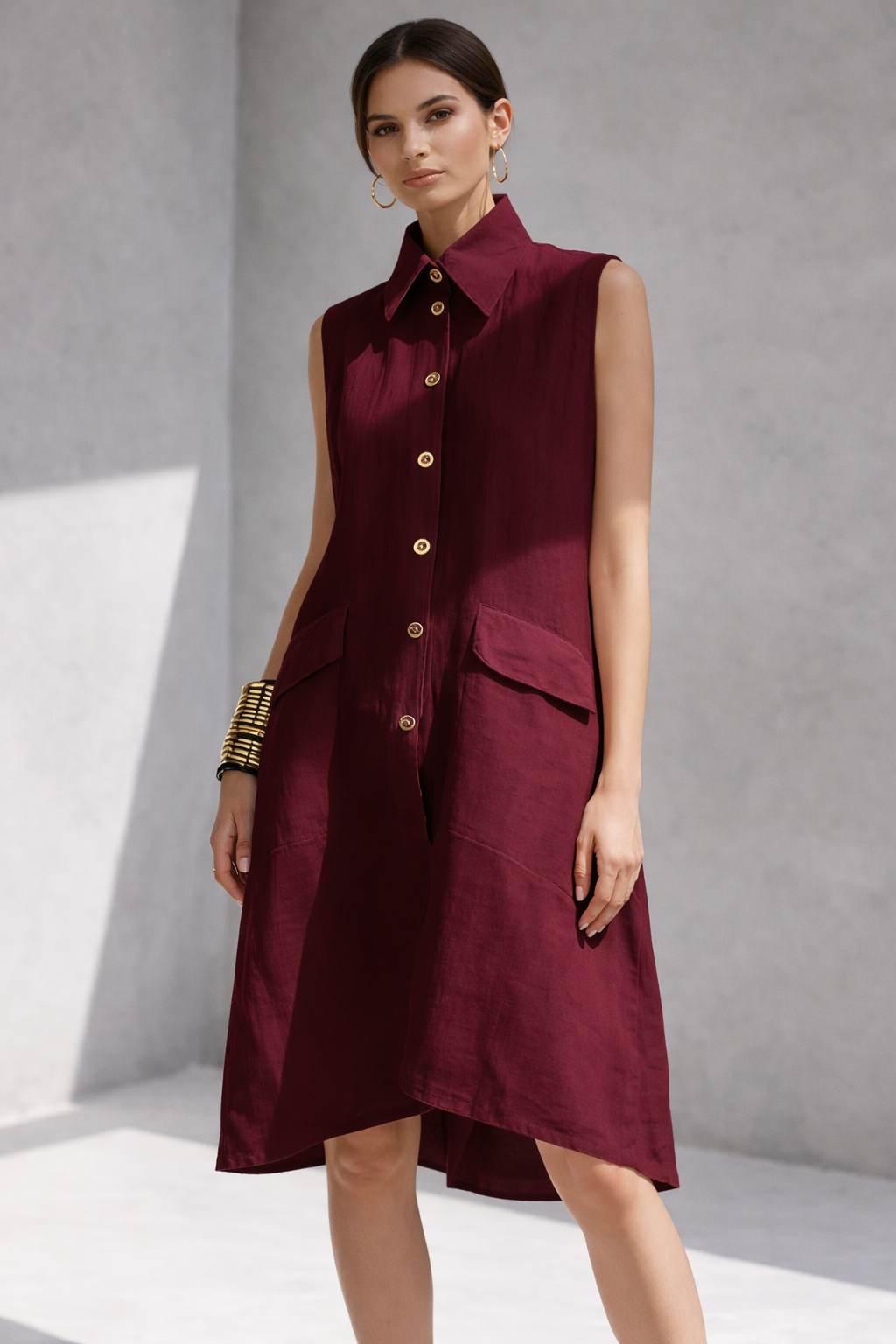 Linen Blend Shirt Dress
