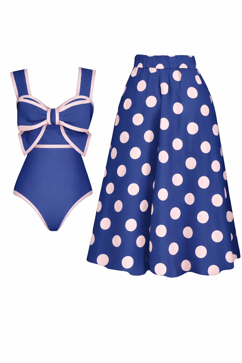 Polka Dot Swim Set – Elegant Beach Outfit